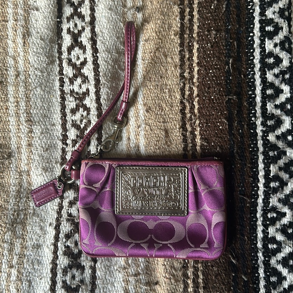 Coach Poppy Wristlet :: Purple w/Blue Lining